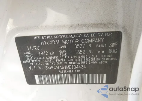 2021 Hyundai Accent Sel from USA, damaged, VIN 3KPC24A61ME134434